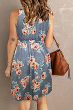 Load image into Gallery viewer, Printed Scoop Neck Sleeveless Buttoned Magic Dress with Pockets