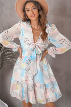 Load image into Gallery viewer, Printed Flounce Sleeve Mini Dress