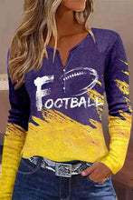 Load image into Gallery viewer, FOOTBALL Graphic Notched Neck Long Sleeve T-Shirt