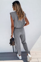 Load image into Gallery viewer, Padded Shoulder Top and Joggers Lounge Set