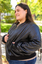 Load image into Gallery viewer, This Is It Faux Leather Bomber Jacket In Black