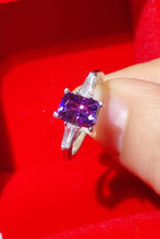 Load image into Gallery viewer, 1 Carat Moissanite Platinum-Plated Rectangle Ring in Purple