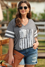 Load image into Gallery viewer, Plus Size US Flag Graphic V-Neck Tee