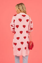 Load image into Gallery viewer, Heart Graphic Open Front Cardigan with Pockets