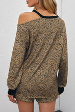 Load image into Gallery viewer, Leopard Print Cutout Top and Shorts Lounge Set