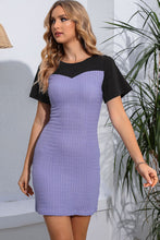 Load image into Gallery viewer, Round Neck Two-Tone Mini Dress