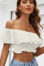 Load image into Gallery viewer, Eyelet Layered Off-Shoulder Cropped Blouse