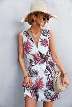 Load image into Gallery viewer, Printed Zip Detail Belted Sleeveless Dress