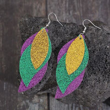 Load image into Gallery viewer, PU Leather Leaf Dangle Earrings