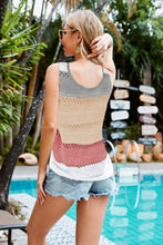 Load image into Gallery viewer, Striped Openwork V-Neck Knit Tank