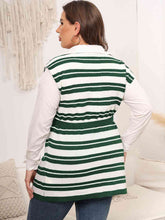 Load image into Gallery viewer, Plus Size Striped Colared Neck Tied Front Sweater Vest