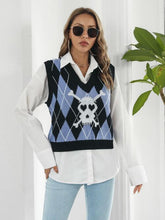 Load image into Gallery viewer, Skull Geometric V-Neck Sweater Vest