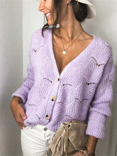 Load image into Gallery viewer, Openwork Button Up Long Sleeve Cardigan