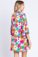 Load image into Gallery viewer, GeeGee Full Size Floral Round Neck Lantern Sleeve Mini Dress