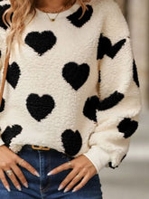 Load image into Gallery viewer, Fuzzy Heart Dropped Shoulder Sweatshirt