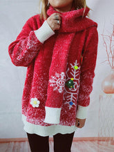 Load image into Gallery viewer, Christmas Element Round Neck Sweater and Scarf Set