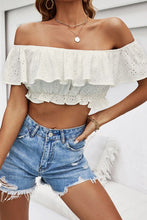 Load image into Gallery viewer, Eyelet Layered Off-Shoulder Cropped Blouse