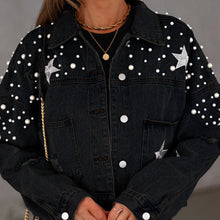 Load image into Gallery viewer, Bead Detail Denim Jacket