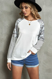 Mixed Print Raglan Top