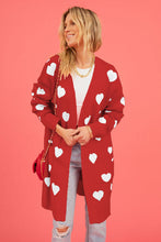 Load image into Gallery viewer, Heart Graphic Open Front Cardigan with Pockets