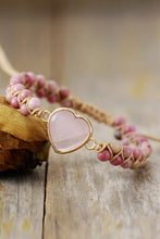 Load image into Gallery viewer, Rose Quartz Heart Beaded Bracelet