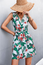 Load image into Gallery viewer, Printed Zip Detail Belted Sleeveless Dress