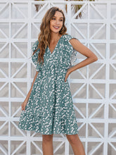 Load image into Gallery viewer, Ruffled Ditsy Floral Surplice Mini Dress