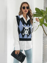 Load image into Gallery viewer, Skull Geometric V-Neck Sweater Vest