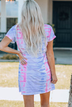 Load image into Gallery viewer, Women Tie-Dye Belted T-Shirt Dress