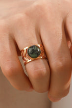 Load image into Gallery viewer, 18k Gold Plated Malachite Leaf Ring