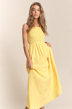 Load image into Gallery viewer, J.NNA Texture Crisscross Back Tie Smocked Maxi Dress