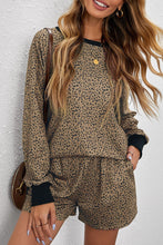 Load image into Gallery viewer, Leopard Print Cutout Top and Shorts Lounge Set