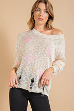 Load image into Gallery viewer, Kori America Heart Pattern Distressed Sweater