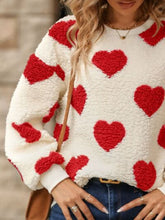 Load image into Gallery viewer, Fuzzy Heart Dropped Shoulder Sweatshirt