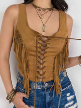 Load image into Gallery viewer, Fringe Lace-Up Vest