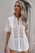 Load image into Gallery viewer, Buttoned Spliced Lace Blouse