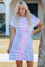 Load image into Gallery viewer, Women Tie-Dye Belted T-Shirt Dress