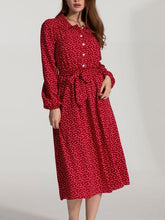 Load image into Gallery viewer, Tied Printed Button Up Balloon Sleeve Dress