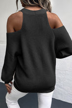 Load image into Gallery viewer, Cold Shoulder Plunge Neck Ribbed Cardigan