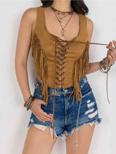 Load image into Gallery viewer, Fringe Lace-Up Vest