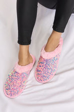 Load image into Gallery viewer, Forever Link Sequin Plush Round Toe Slippers