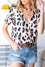 Load image into Gallery viewer, Leopard Cutout Short Sleeve Top