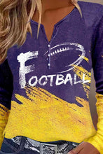 Load image into Gallery viewer, FOOTBALL Graphic Notched Neck Long Sleeve T-Shirt