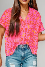 Load image into Gallery viewer, Printed V-Neck Cap Sleeve Blouse