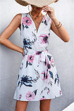 Load image into Gallery viewer, Printed Zip Detail Belted Sleeveless Dress