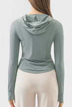 Load image into Gallery viewer, Pocketed Zip Up Hooded Long Sleeve Active Outerwear