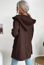 Load image into Gallery viewer, Ribbed Open Front Hooded Cardigan with Pockets