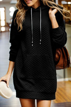 Load image into Gallery viewer, Drawstring Hooded Long Sleeve Mini Dress