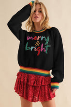 Load image into Gallery viewer, MERRY &amp; BRIGHT Ribbed Round Neck Sweater