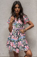 Load image into Gallery viewer, Printed Ruffle Hem Short Sleeve Mini Dress